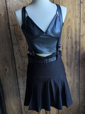 Killstar Shadows Black Suspenders Mini Skirt Medium